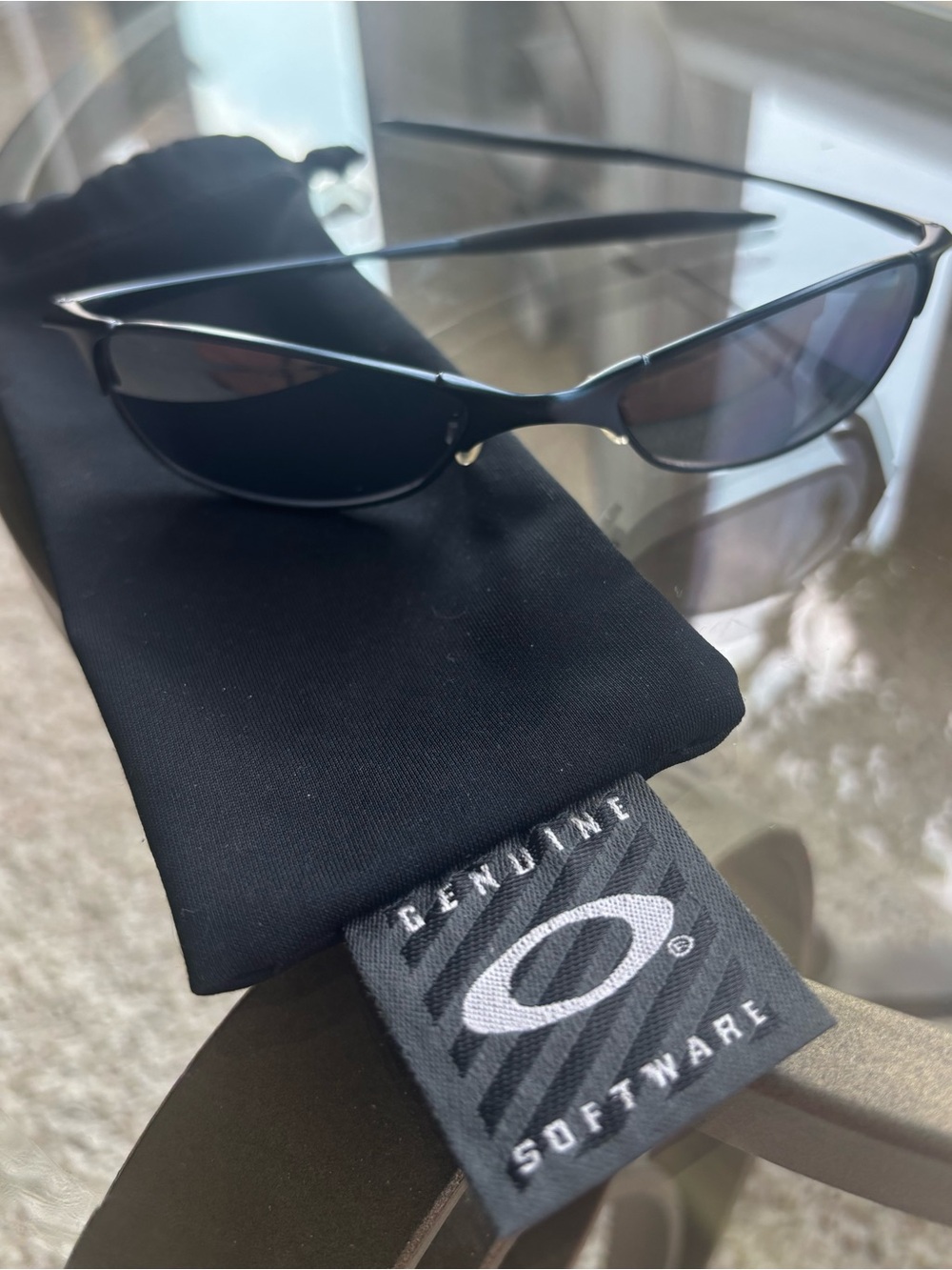 Vintage Oakley Wire Tap 1.0 Cobalt Frame Sunglasses Black Iridium Lenses